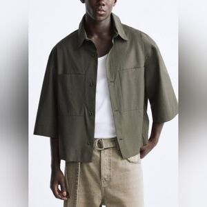 Zara Men's Khaki Shirt Jacket